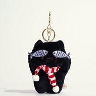 Taiwan Shipping Cute Shy Fish Cat School Bag Plush Pendant Ugly Doll Keychain Gift