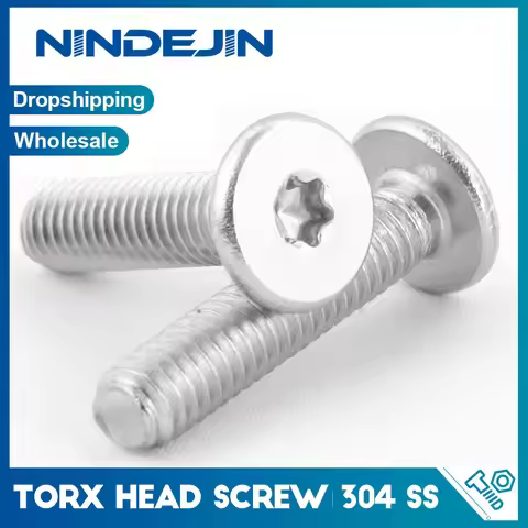 NINDEJIN 5-50pcs Ultra Thin Flat Head Torx Drive Machine Screw M2 M2.5 M3 M4 M5 M6 M8 304 Stainless 