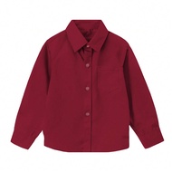 Tween Boys Shirts Long Sleeve Shirts Wedding Uniform Party Shirts With Pocket Burgundy Size 6-16Y