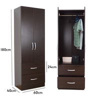 Furniture Direct DUBLIN 2 Door 2 Drawer Wardrobe With Key Lock- Dark Oak
