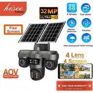 True 4 PTZ 4 Screens 24/7 AOV Recording 4G LTD Home Security Cameras 2*8W Solar Panel Waterproof Bat