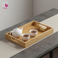 [Baosity] Wood Beverage Tray with Handles Chinese Rectangular Beverage Tray Vintage Look Houseware f