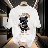 Basi Black Shirt Shirt Back Screen THE VIOLENT BEAR Dimension Cotton Premium Fabric Round Neck Comfo