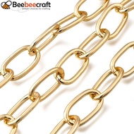 1roll Aluminium Cable Chains with Spool Unwelded Oval Golden 20x11.5x2.5mm 32.81 Feet(10m)/Roll
