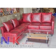 Sofa Kursi Tamu L Minimalis Sofa Sudut kantor Mewah + MEJA TAMU - JABODETABEK ONLY
