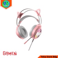 GAMING HEADSET GAMEN GH1100 Pink Headset Earphone Headphone Gaming Cat Ear LED RGB Lighting Original