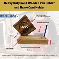 Customize Solid Wood Chengal Pen Logo Name Card Holder Charger Gift Chengal