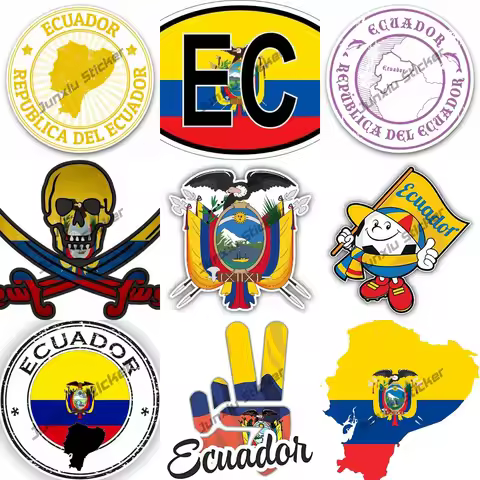 Map with Flag Inside Ecuador Sticker EC Ecuador Country Code Oval Sticker Decal Self Adhesive Ecuado