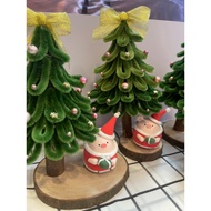 [Real Photo] Zinc Velvet Christmas Tree with Wooden Base Christmas Pig