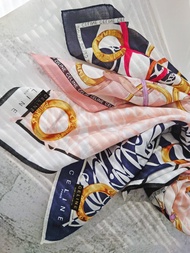 全新未使用 CELINE 金環緞帶文字 手巾方巾手帕 綁包帶圍巾絲巾