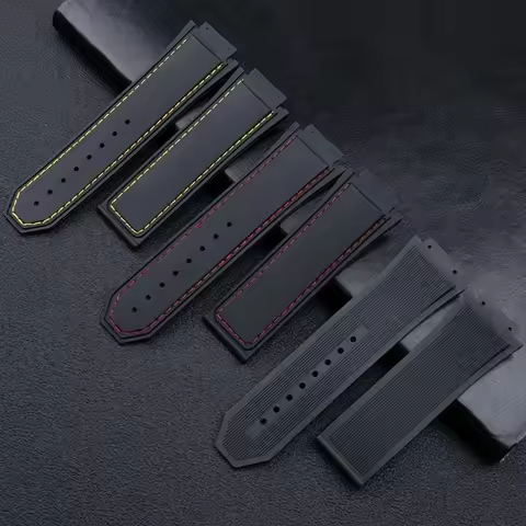 29x19mm Watchband Convex End Soft Nature Rubber Beacelet For HUBLOT Strap 24mm Folding Buckle For Ki