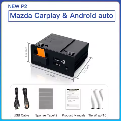 New Upgrade P2 CarPlay Android Auto USB Adapter Hub OEM for Retrofit Mazda 2 3 6 CX30 CX5 CX8 CX9 MX