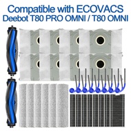 Compatible with Ecovacs Deebot T80 Omni T80 Pro Omni Main Brush Side Brush Filter Dust Bag Mop Cloth