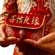 结婚万元红包改口大喜包袋敬茶高档刺绣布艺利是封婚礼随份子Marriage ten thousand yuan red envelope changed to exultation bag tea hi
