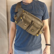 TOUCH Waist Bag + Chest Large Size Length 32 Cm.7-Compartment Zipper Metal Head There Is A Front Loo