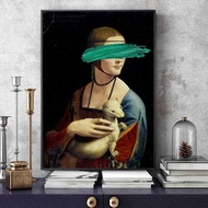 Classical Lady and Ermine Poster and Prints Vintage Wall Art Scandinavian Canvas Painting Modern For