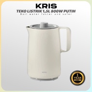KRIS Electric Kettle 1.5L 800 Watt White Electric Kettle 1.5 Liter Electric Water Heater Kris