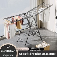 Clothes Drying Rack Folding Floor to Ceiling Stainless Steel Hanger Drying Racks Clothes Hanging Pole, Quilt Drying Tool Foldable Stand 9974 EE75