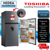 [Delivery by Seller] Toshiba 360L 2 Doors Inverter Refrigerator With Water Dispenser GR-RT415WE-PMY / GR-RT415WE-PMY(06) 2 Pintu Peti Sejuk Besar