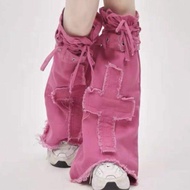 Y2K Style Denim Leg Warmers