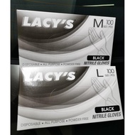 LACY'S Black Nitrile Gloves Powder Free Ready Stocks