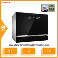 Bosch Serie 6 Freestanding Compact Dishwasher 55cm Black ExtraDry EcoSilence BOS024 SKS68BB008 Pencu