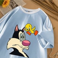 Hub Tshirt Short Sleeve Three Stripe Oversize Unisex Looney & Tweety 100% Cotton Material