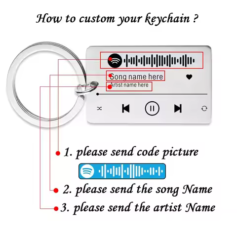 Spotify Song Code Music Singer Name Personalized Keychain Stainless Steel Code Custom Tag Key Ring B