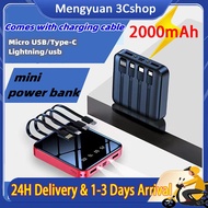 20000mAh 4-Cables Capacity Mini PowerBank Dual USB Portable Fast Charging Digital Display Power Bank充电宝