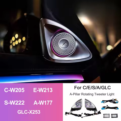 Ezonetronics Fits Mercedes 2014-2023 C/E/S/A/GLC 1:1 OEM 4D Rotating Tweeter Ambient Light Plug Play