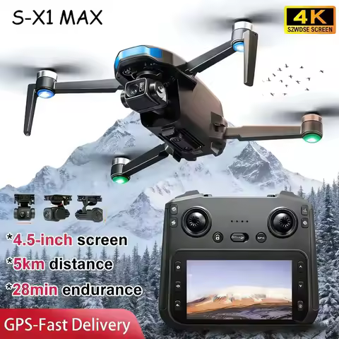 S-X1 MAX GPS Drone Professional 4K Camera 3-axis Gimbal Aerial FPV Brushless Security Drone with Lar