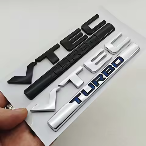 3D ABS Chrome Black Logo VTEC TURBO Badge Sticker Car Rear Trunk VTEC TURBO Emblem for Accord Civic 