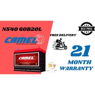 (Installation Included) Car Battery Bateri Kereta NS40 60B19L Camel Plus | PERODUA Myvi Axia Alza Be