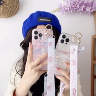 Samsung Galaxy A13 5G A04S A14 4G A14 5G A20 A30 A21 A21S A22 4G A22 5G A22S 5G A23 4G A23 5G A24 4G Cute Cartoon Cinnamoroll My Melody Phone Case with Wristband and Long Lanyard