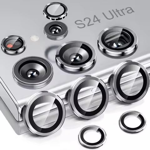 9D Camera Protector Glass for Samsung S23 S24 Plus Ultra Full Cover Lens Metal Protector Ring for Ga