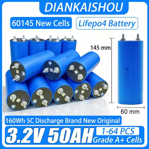 1-64pcs 3.2V 50Ah LifePo4 60145 Battery RV Car Golf Cart Lithium Iron Phosphate Rechargeable Battery