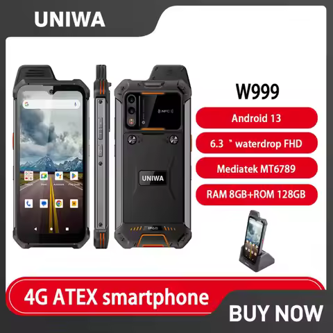 UNIWA W999 ATEX Explosion Rugged Smartphone Waterproof Walkie Talkie Helio G99 8GB+128GB 6.3“ FHD 44