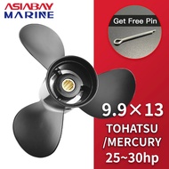 Aluminum Alloy Propeller for Tohatsu Mercury Nissan Outboard - 9.9*13 Inch, 3 Blade,10 Spline - Fits