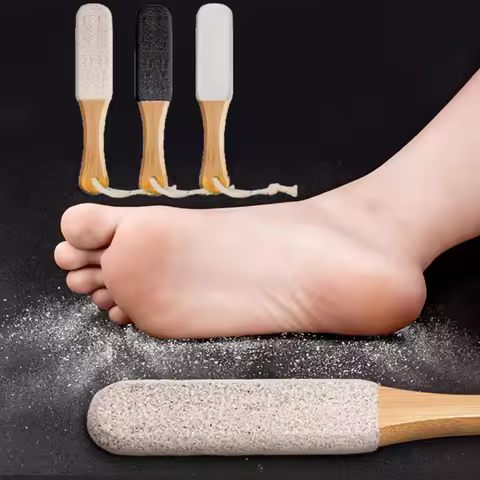 Bamboo Handle Foot File 360° Natural Pumice Stone Exfoliator Professional Pedicure Tool for Callus R