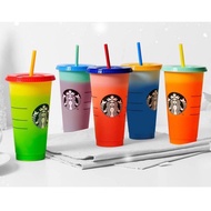 Reusable Starbucks Color Changing Cold Cups Plastic Tumbler with Lid Reusable Plastic Cup 24 oz Summer Collection 【Veemm】