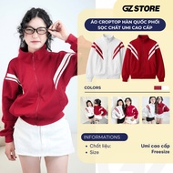 Jacket GZ Store women's crop top, soft and cool umi material, striped sleeves, 2-way zipper, persona