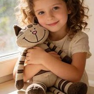 12.99 Inch/33cm Striped Plush Cat Doll Doll, Super Soft Smiling Kitten Stuffed Animal, Cute Striped 