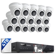 16 Channel 4K PoE Security Camera System, AI Human Vehicle Detection, 128° Wide View Angle, (16) Out