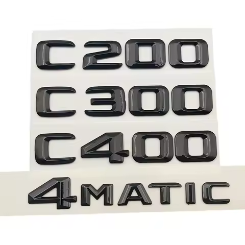 3d ABS Black Car Letters Trunk Badge Logo Sticker For Mercedes Benz C200 C300 C400 W205 W204 4MATIC 
