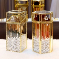 Glass Makeup Brush Storage Box Dustproof Cover Transparent Makeup Brush Eyebrow Pencil Eyeliner Pen 