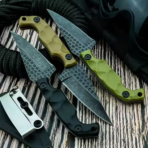 Tactical Straight Knife 8Cr13Mov Blade Nylon Fiber Handle High Hardness Portable Self-defense Knife 