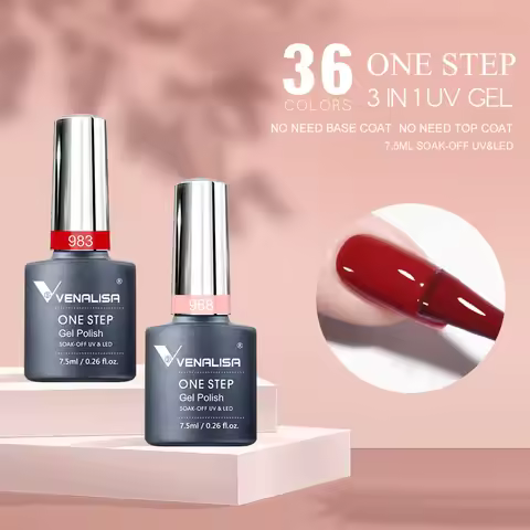 Venalisa 3 in 1 Nail Manicure 7.5ml One Step Nail Gel Polish Soak Off Enamel Gel Polish UV Gel Nail
