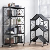 NIUYAO 5 Tier Foldable Shelving Unit with Wheels, Freestanding Metal Storage Shelf Heavy Duty Standi