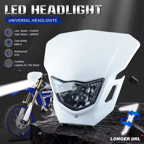 PowerZone LED Motorcycle Headlight For Yamaha WR250F WR450F YZ250F YZ450F 250F 450F MX Enduro Dirt B