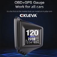 EKLEVA OBD GPS หน้าจอหัวระบบ2นิ้วหน้าจอดิจิตอล Hud สำหรับรถยนต์มาตรวัดความเร็วด้วย GPS โปรเจคเตอร์สป